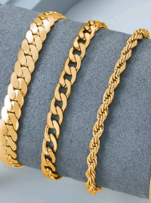 Picture of 3pcs/set Stainless Steel Minimalist Bracelet 